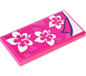 LEGO Magenta Tile 2 x 4 with Bedspread Sticker (87079)