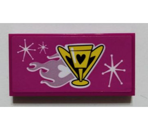 LEGO Magenta Tile 2 x 4 with Flaming Goblet Sticker (87079)