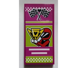 LEGO Magenta Tile 2 x 4 with Heart, Checkered Flags, Racer with Trophy Sticker (87079)