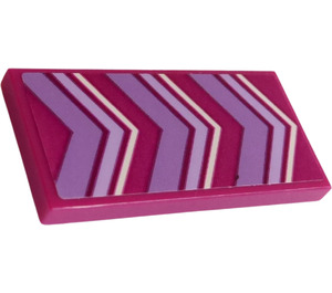 LEGO Magenta Tile 2 x 4 with Lavender and White Chevrons Sticker (87079)