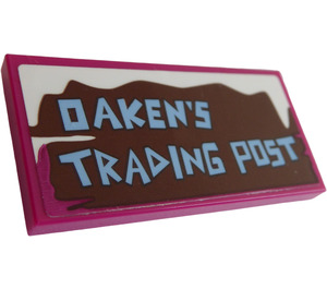 LEGO Magenta Plana 2 x 4 con "OAKEN'S TRADING POST" Pegatina (87079)