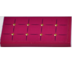 LEGO Magenta Tile 2 x 4 with Pillow with 8 Golden Buttons Sticker (87079)
