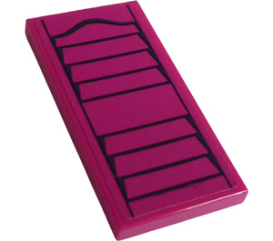 LEGO Magenta Tile 2 x 4 with Window Shutter Sticker (87079)