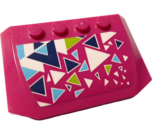 LEGO Magenta Wedge 4 x 6 Curved with Lime, White, Dark Blue and Blue Triangles Sticker (52031)