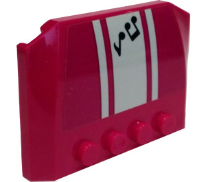 LEGO Magenta Keil 4 x 6 Gebogen mit Musical Notes Aufkleber (52031)