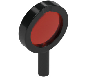 LEGO Magnifying Glas met Transparant Rood Lens met dik frame en holle handgreep (38648)