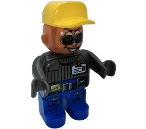 LEGO Male Action Wheeler, Blau Beine, Dark Grau oben Duplo Abbildung