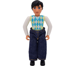 LEGO Male Belville Father mit Schwarz Beine und Haar, Argyle vest (Lime und Turquoise)