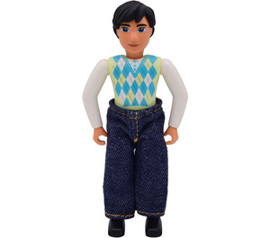 LEGO Male Belville Father with Black Legs and hair, Argyle vest (Lime and Turquoise)