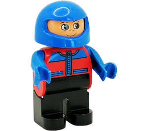 LEGO Male, Zwart Poten, Blauw Racing Helm Duplo Figuur