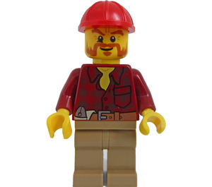 LEGO Mannelijk Donkerrood Shirt met Rood Helm Minifiguur