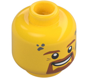 LEGO Male Head with Beard, Dirt Stains and Open Smile (Recessed Solid Stud) (3626 / 24405)