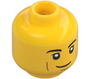 LEGO Muž Hlava s Černá Eyebrows, Cheek a Chin Lines a Lopsided Smile (Zapuštěný pevný cvoček) (3626 / 65642)