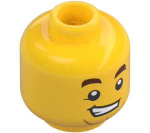 LEGO Mannelijk Hoofd met Lopsided Grijns en Dubbele Chin (Verzonken solide nop) (3626 / 38476)