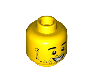 LEGO Male Head with Stubble and Wide Grin (Recessed Solid Stud) (3626 / 38344)