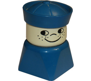 LEGO Male on Blue Base, Blue Sailor Hat, Freckles Duplo Figure