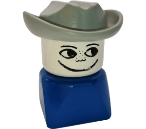 LEGO Male on blue base with Light Gray Cowboy Hat Duplo Figure