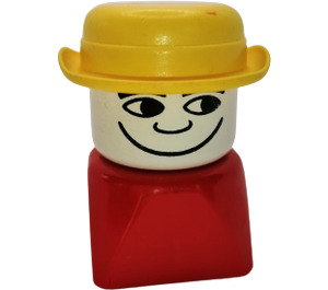 LEGO Male on red base with Yellow Derby Hat Duplo Figure