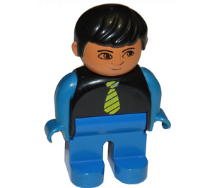 LEGO Muž s Černá Vlasy a Žlutá Tie Figurka Duplo