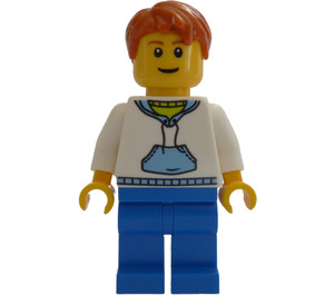 LEGO Male met Blauw en Wit Hoodie minifiguur