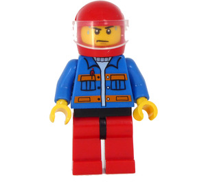 LEGO Male met Blauw Jacket en Oranje Strepen met Rood Helm minifiguur