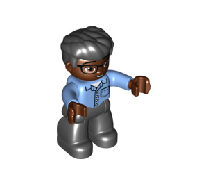 LEGO Male met Glasses, Dark Grijs Poten en Haar Duplo Figuur
