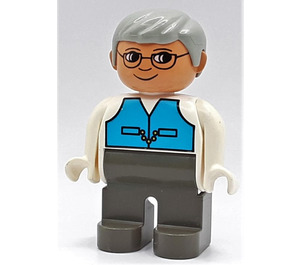 LEGO Male with Medium Blue Vest and Glasses Duplo Figure