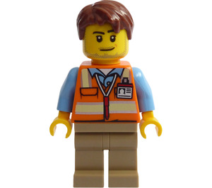 LEGO Mannelijk met Oranje Work Vest Minifiguur