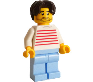 LEGO Mann med Rød Striped Topp Minifigur