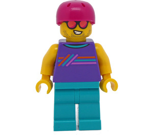 LEGO Man Dark Purple Vest and Magenta Sports Helmet