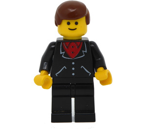 LEGO Mann i Svart Drakt med Rød Skjorte Minifigur