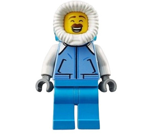 LEGO Man in Blauw Jacket met Fur Kap minifiguur
