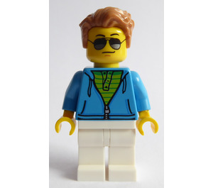 LEGO Man im Dark Azure Sweatshirt Minifigur