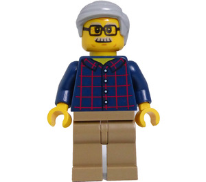 LEGO Uomo in Dark Blu Plaid Button Maglietta Minifigure