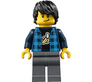 LEGO Man dans Dark Bleu Plaid Shirt avec Banane logo Figurine