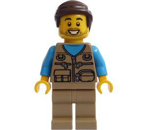 LEGO Man in Dark Tan Vest minifiguur