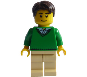 LEGO Man in Green Sweater en Tan Pants minifiguur
