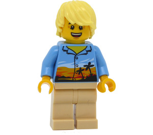 LEGO Muž v Hawaiian Košile s Bright Světlo Žlutá Vlasy  Minifigurka