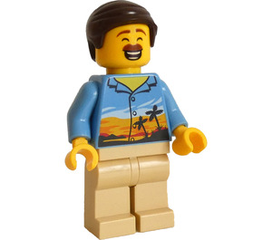 LEGO Man in Hawaiian Shirt with Dark Brown Hair Minifigure