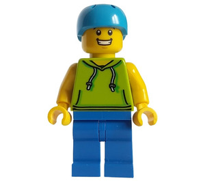 LEGO Man in Lime Shirt with Helmet Minifigure