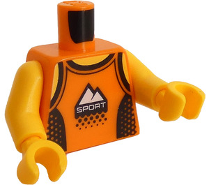 LEGO Man i Orange Tank Topp och Hjälm Minifigur Kropp (973 / 76382)