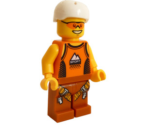 LEGO Man i Orange Tank Topp och Hjälm Minifigur