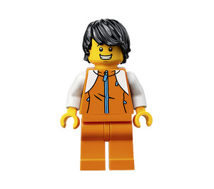 LEGO Man in Oranje Zipper Jacket met Wit Armen minifiguur