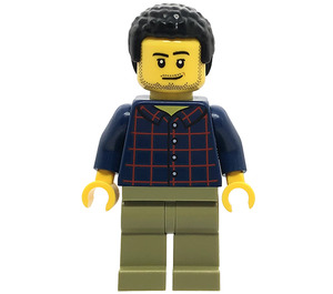 LEGO Man in Plaid Shirt with Black Hair Minifigure