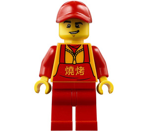 LEGO Man in Red Overalls with Chinese Characters Minifigure