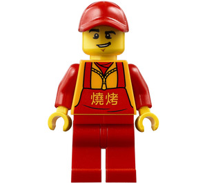 LEGO Man i Röd Overall med Chinese Characters Minifigur