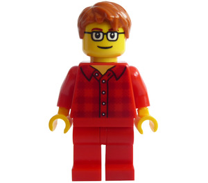 LEGO Mand i Rød Plaid Minifigur