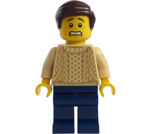 LEGO Man i Brungul Knit Tröja Minifigur