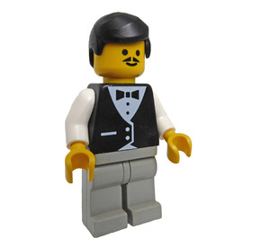 LEGO Man i Vit Skjorta, Svart Waistcoat och Fluga Minifigur