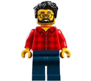 LEGO людина - Червоний Plaid Flannel Сорочка Мініфігурка